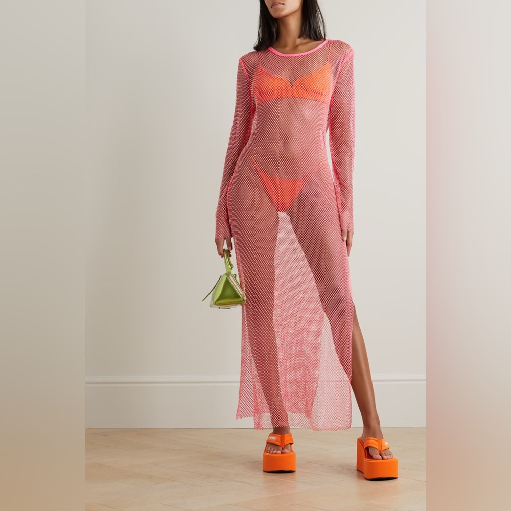 Leslie Amon Crystal Rhinestone Mesh Dress